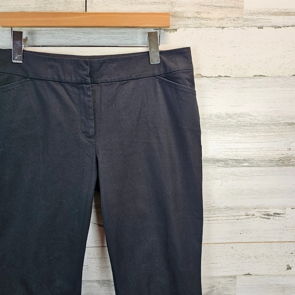 Eileen Fisher Organic Cotton Cropped Pants Black Stretch M Minimalist Classic
